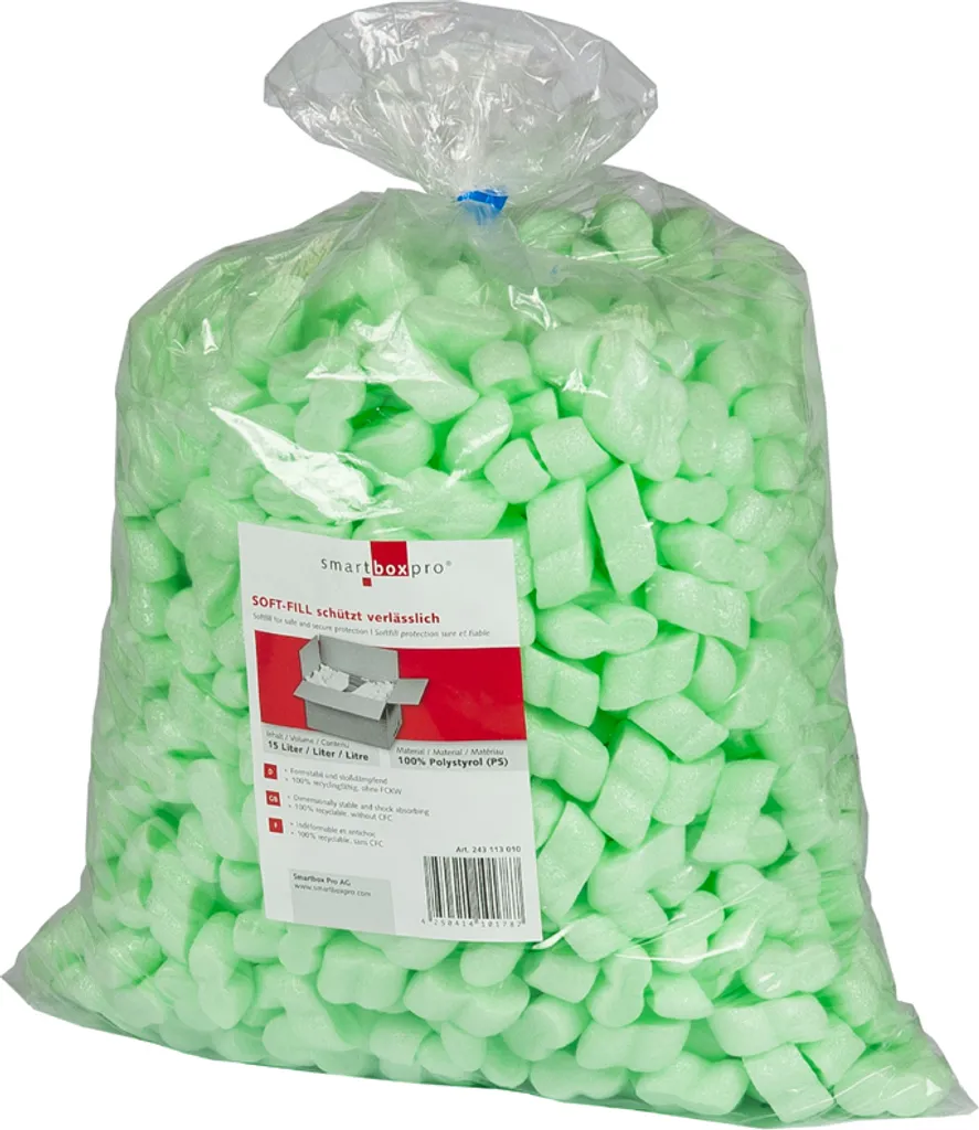 Remplissage de colis Soft Fill vert 65L smartboxpro pour objets fragiles