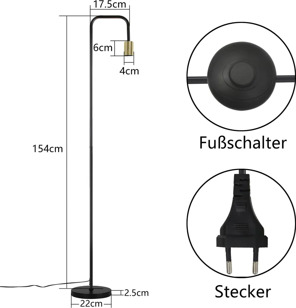 Lampadaire Industriel Stable Noir - Éclairage Rétro E27 sans Scintillement - 11
