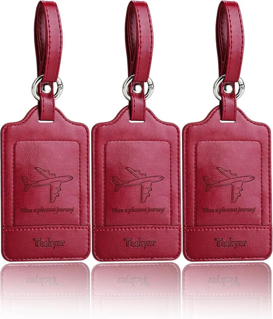 Etichette Valigia Teskyer Rosso Vino: Set 3 Pezzi in Cuoio Sintetico