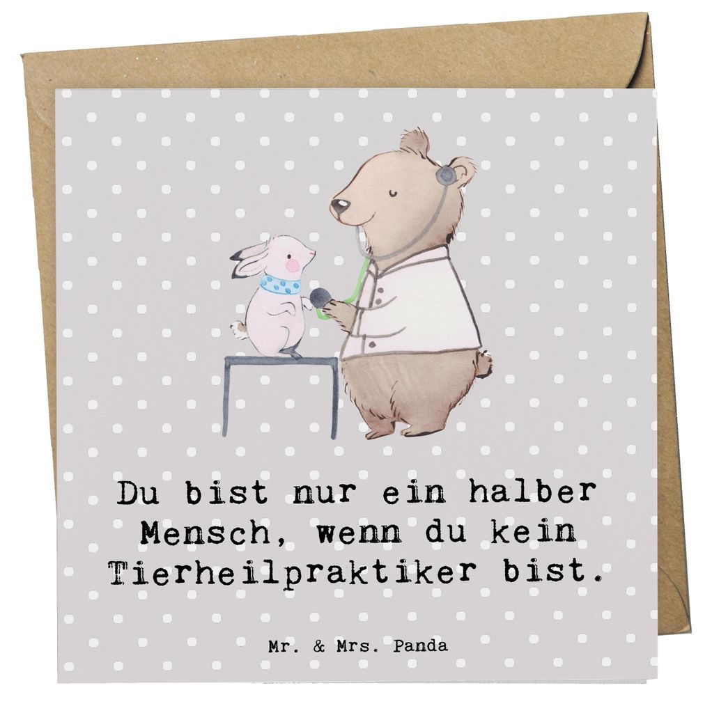 Mr. & Mrs. Panda Grußkarte Tierheilpraktiker Herz - Grau Pastell - Geschenk, doppelkarte, anlasskarte, Klappkarte, Glückwunschkarte, faltkarte