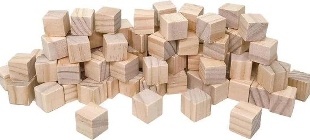 Cubes en bois naturel 1,5 cm - 100 Cubes lisses à peindre et décorer
