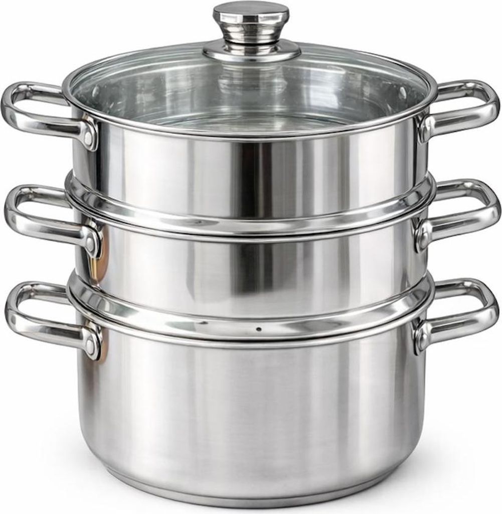 Edelstahltopf 26 cm, multifunktionaler Kochtopf, Dampfgarer Edelstahl, vielseitiger Topf, Kochtopf mit Dampfeinsatz, hochwertiger Edelstahltopf, K...