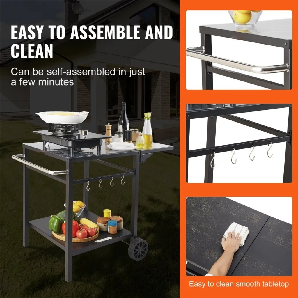Chariot de repas mobile extérieur pour optimiser le rangement du barbecue - 6
