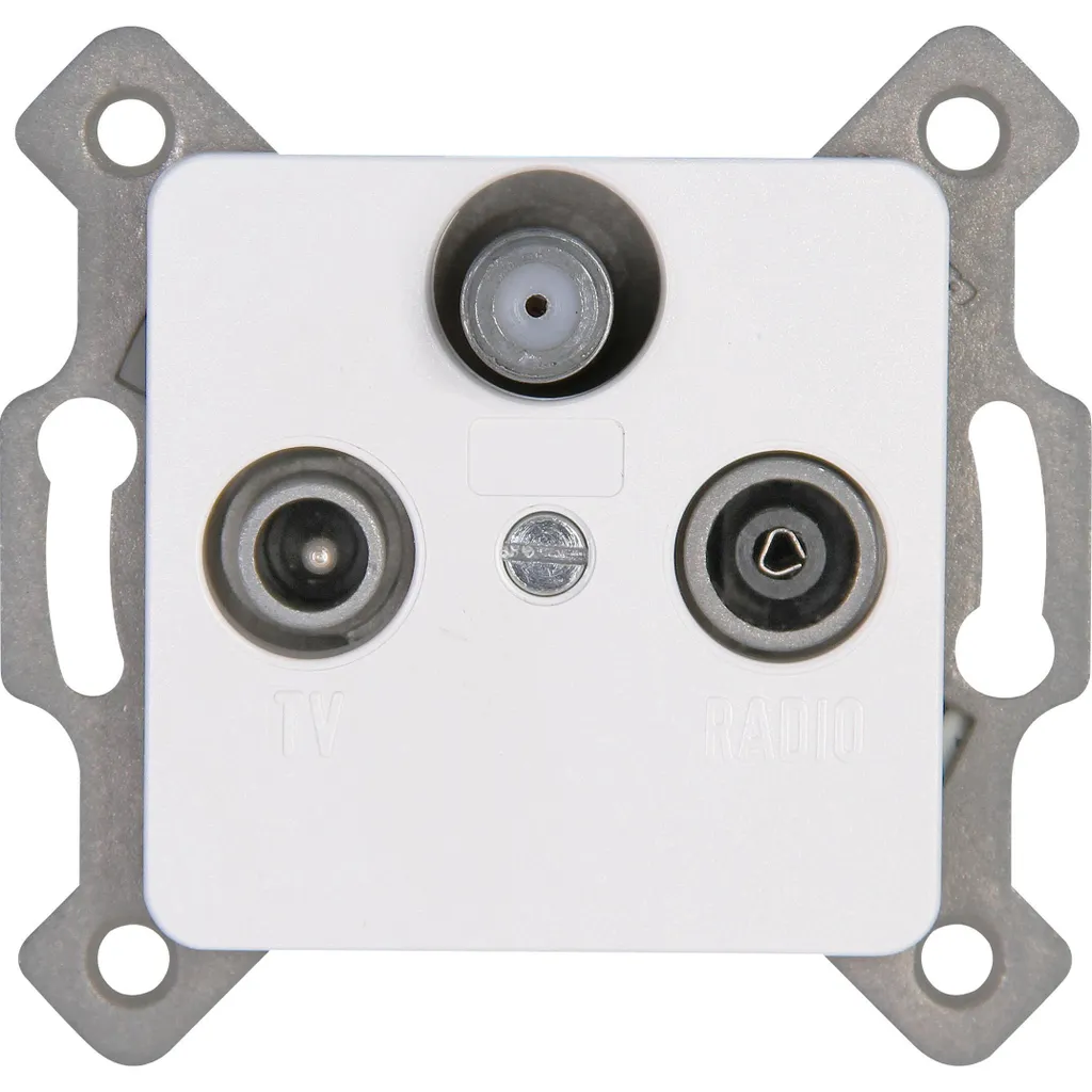 Insert Prise Triple TV SAT Radio Blanc Arctique Mat Standard Européen