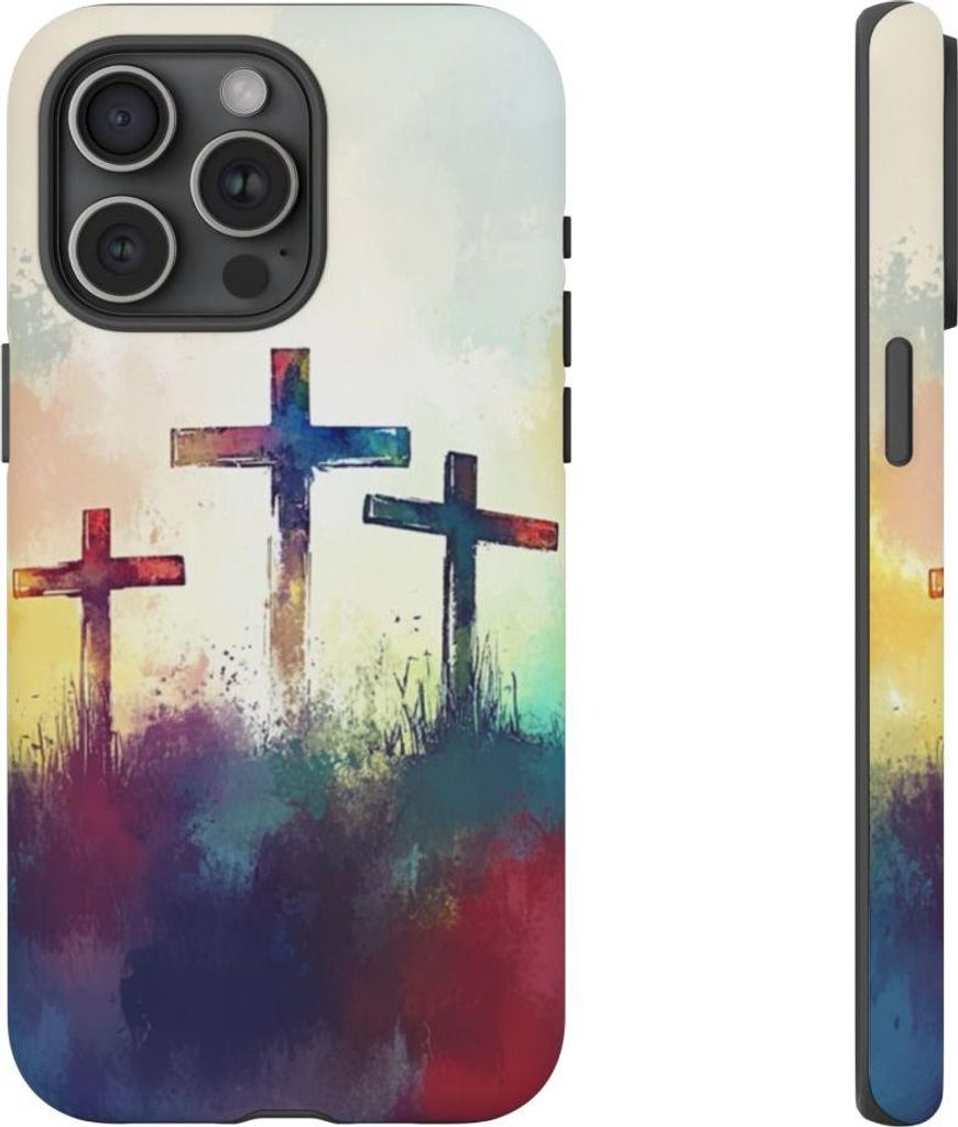 Drei Kreuze im abstrakten Aquarell – Hülle Kompatibel mit iPhone 15 Pro Max