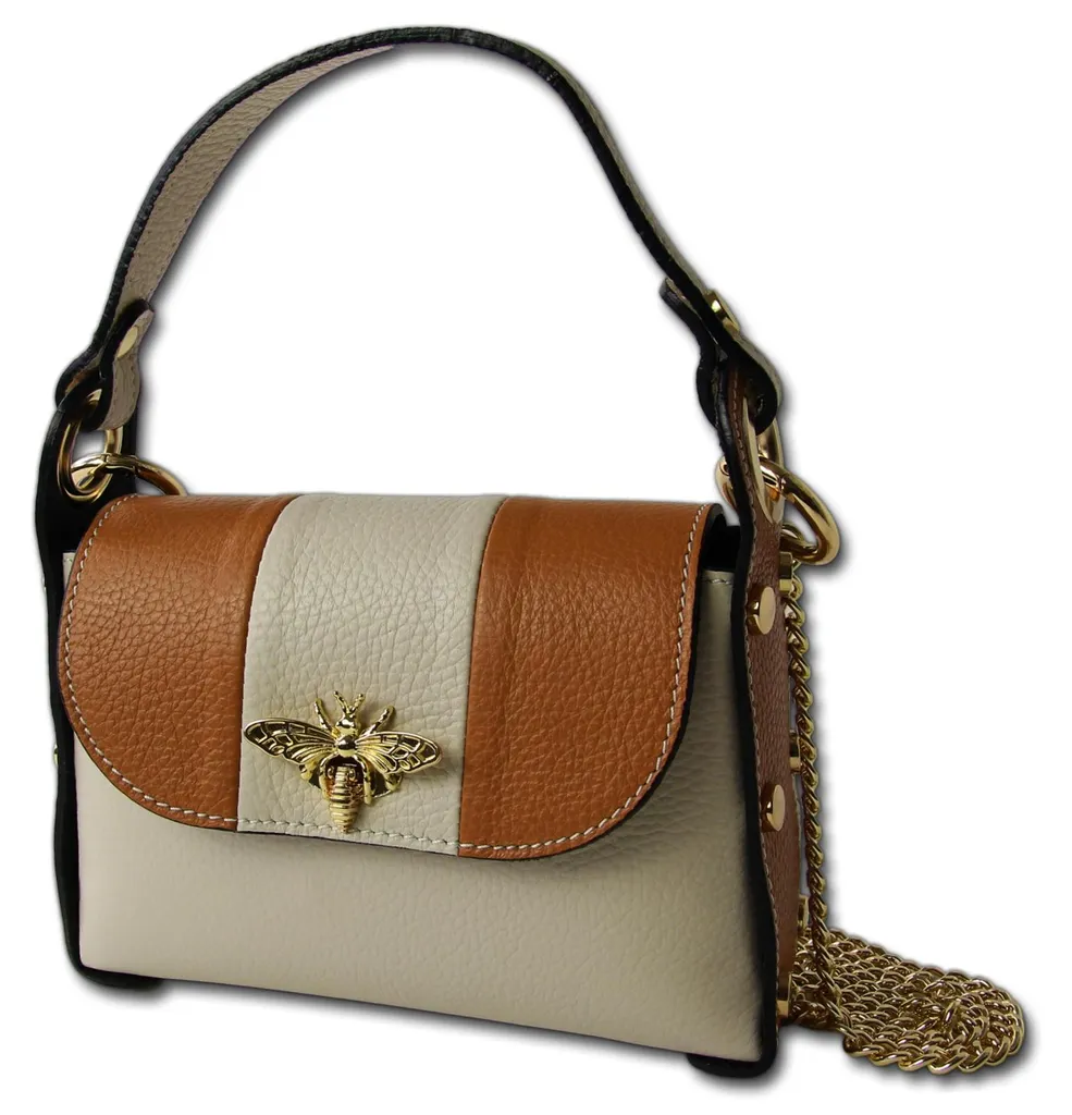 Sac bandoulière bicolore Toscanto 19x14cm rigide avec finitions marron
