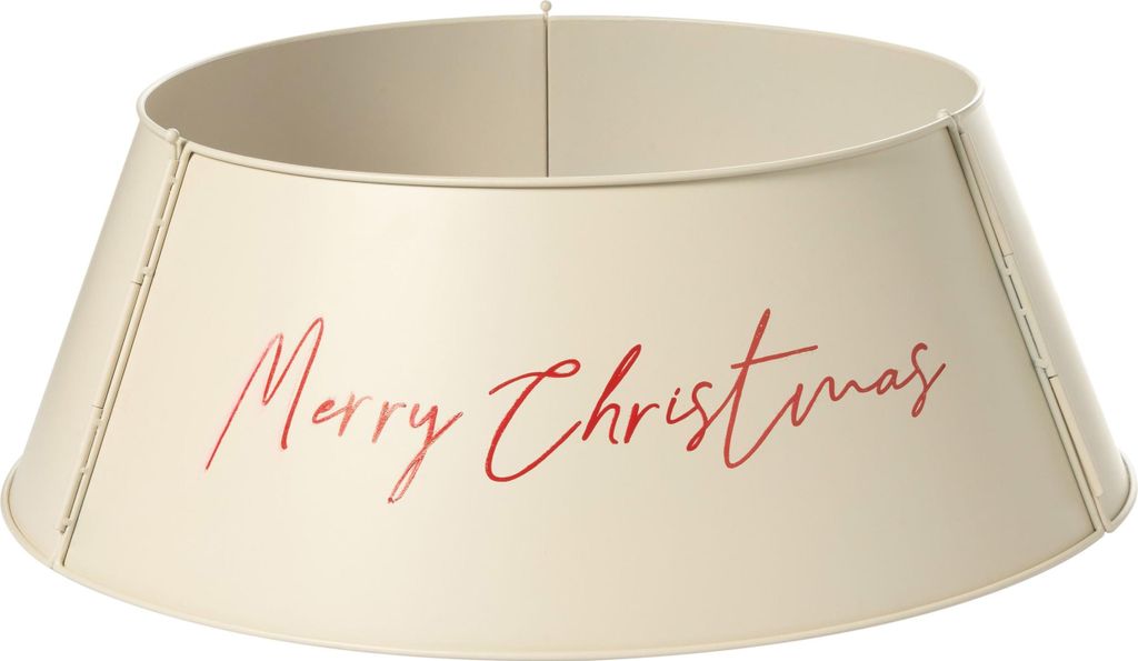 BELIANI Weihnachtsbaumkragen Bege Metall Rund 65 cm Weihnachtsbaum Rock Schürze Hülle Halsband Kragen Metall Ring Abdeckung für Christbaumständer