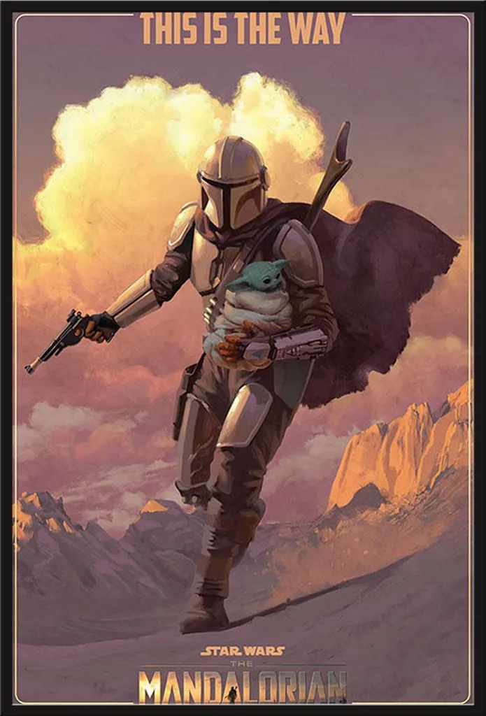 Déco murale Star Wars The Mandalorian affiche encadrée pour salon geek
