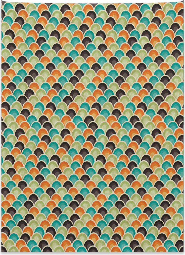 Abakuhaus Geometrisch Wandteppich, Bunte Halbkreise aus Weiches Mikrofaser Stoff Kein Verblassen Klare Farben Waschbar, 110 x 150 cm, Mehrfarbig