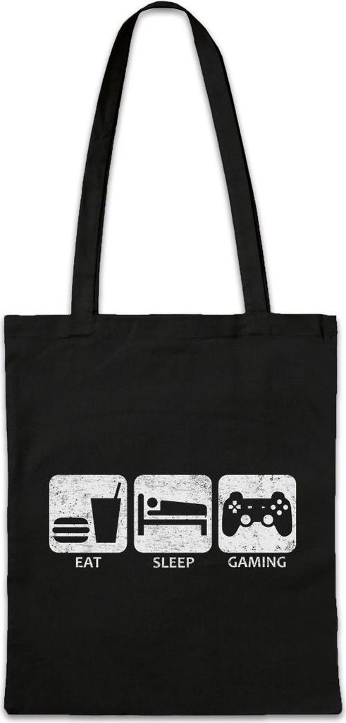 Urban Backwoods Eat Sleep Gaming, Stofftasche, Farbe: Schwarz