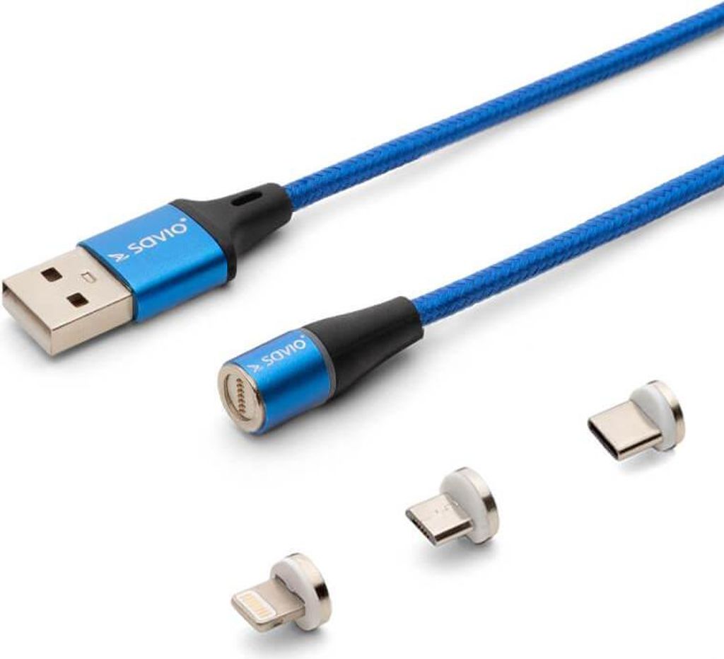Savio cl-154 usb Kabel 1 m usb 2.0 usb c micro usb a/lightning blue