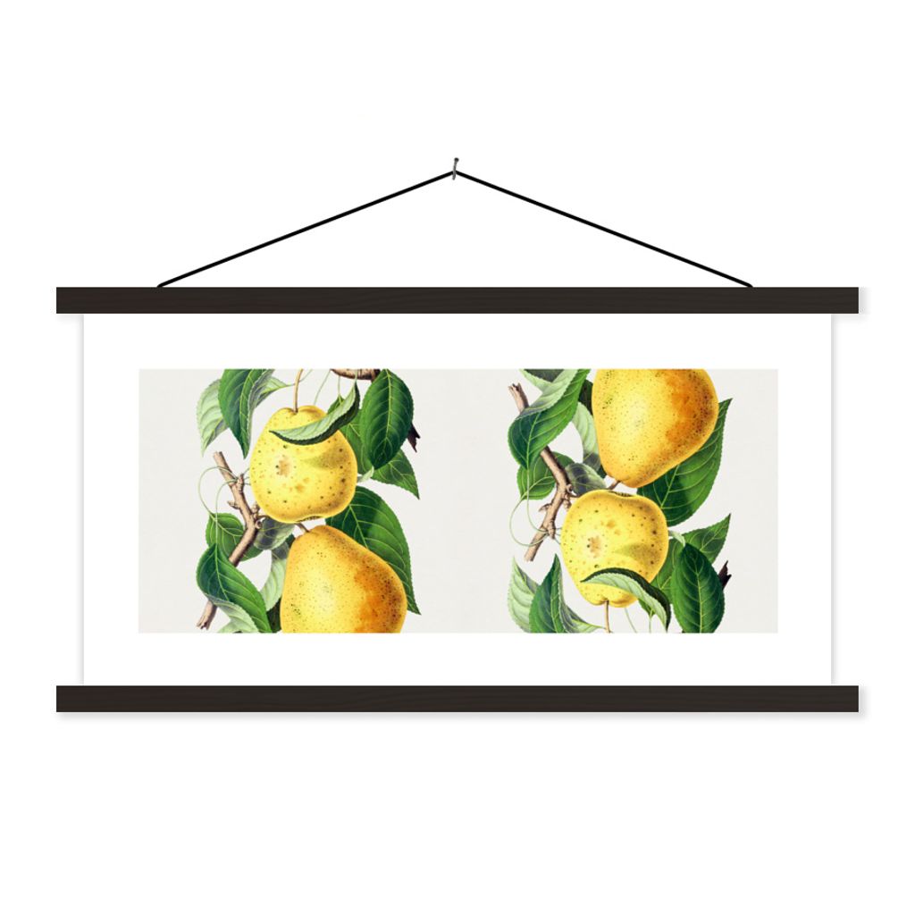 MuchoWow Textilposter Birnen - Obst - Lebensmittel 60x30 cm mit schwarzem Rahmen - Textilien