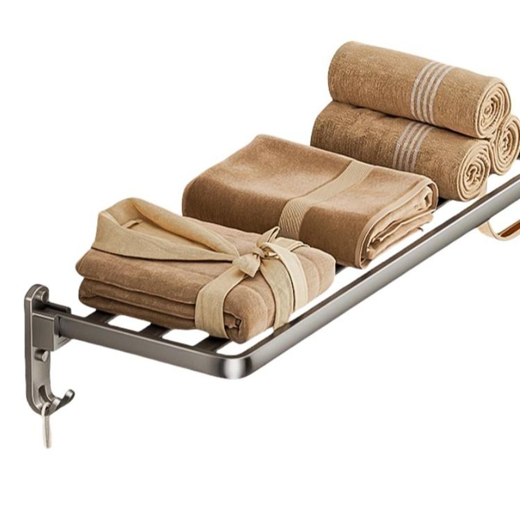 Innovatives faltbares Handtuchregal – Multifunktionales Badregal, starke Tragkraft, rostfrei, Grau, 69cm