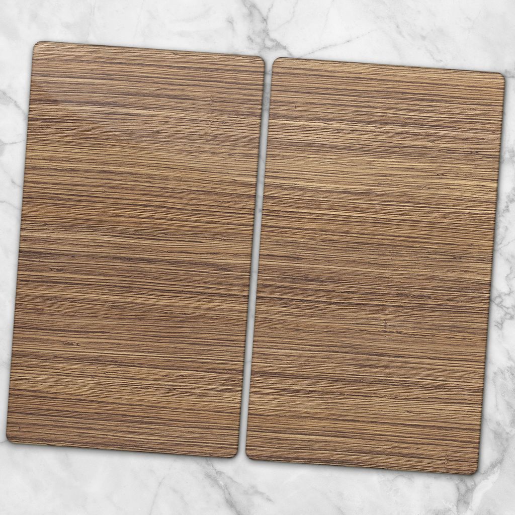 Glas-Herdabdeckplatten Glaskeramikkochfeld-Abdeckung Spritzschutz Glas 2x30x52 cm - Holzbrett