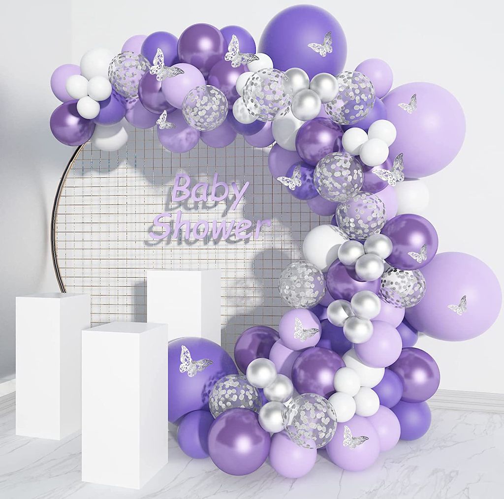 1 Set Ballon Set Aufblasbare DIY Druck Widerstand Dekorative Schmetterling Lila Ballon Garland Arch Kit Party Supplies Lila