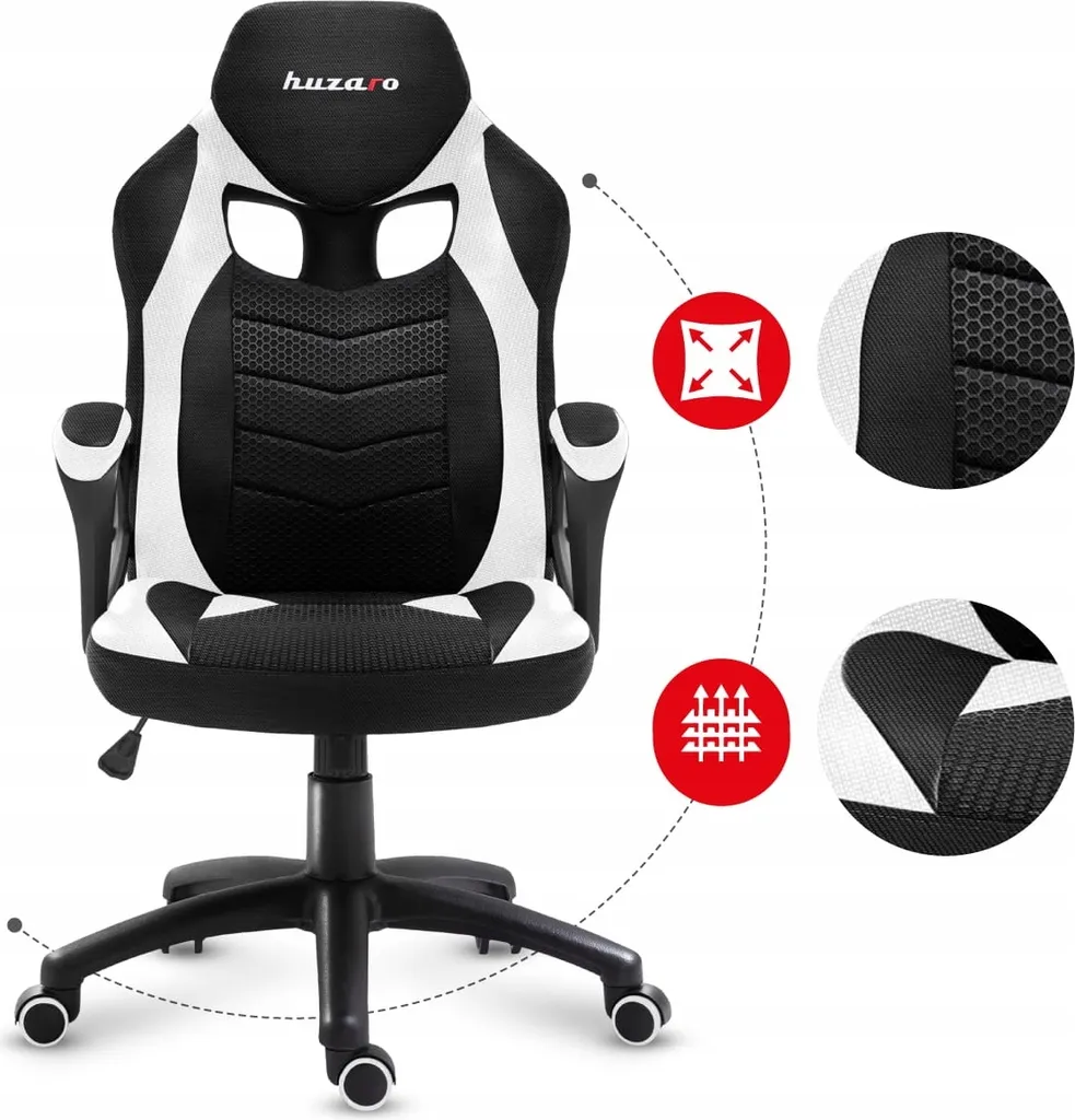 Huzaro Force 2.5 White Mesh Gaming Chair - 26