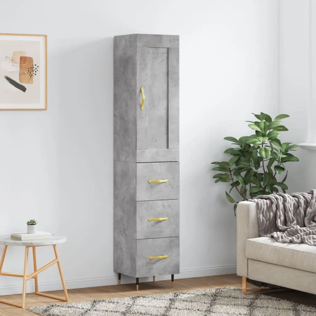 Credenza vidaXL Grigio Cemento 34,5x34x180 cm per Ufficio