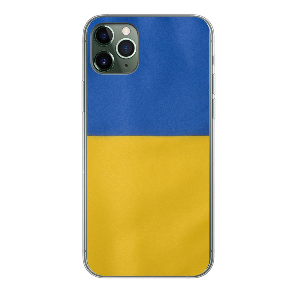 MuchoWow Handyhülle Schutzhülle Hülle für iPhone 11 Pro Max Nahaufnahme der Flagge der Ukraine Silikon Softcase Handy Hülle - Schutz