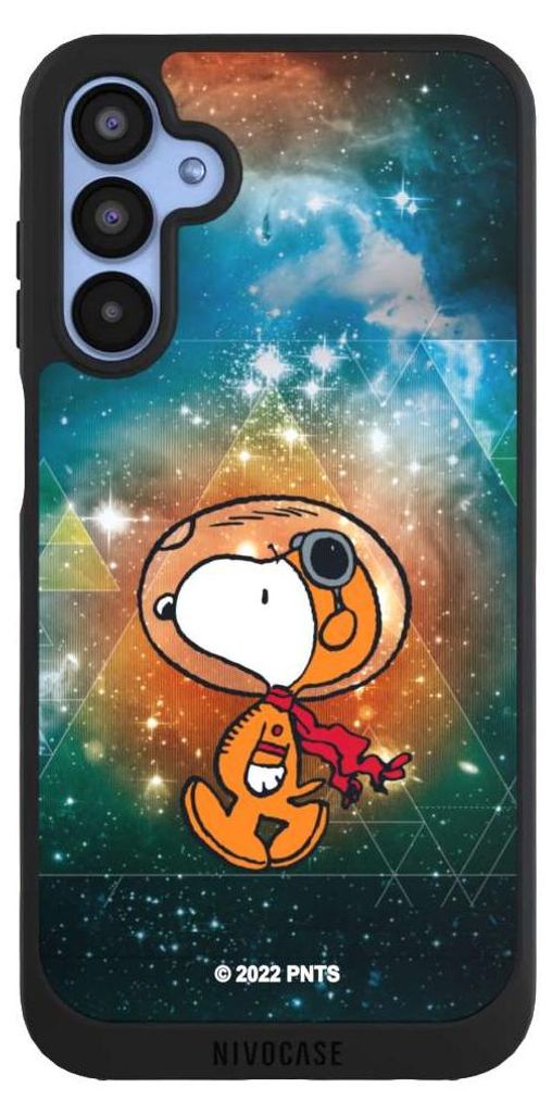 NIVOCASE Handyhülle für Samsung Galaxy A15 5G Hülle NIVOpure Case Schwarz Astronaut Offizielles Lizenzprodukt Snoopy