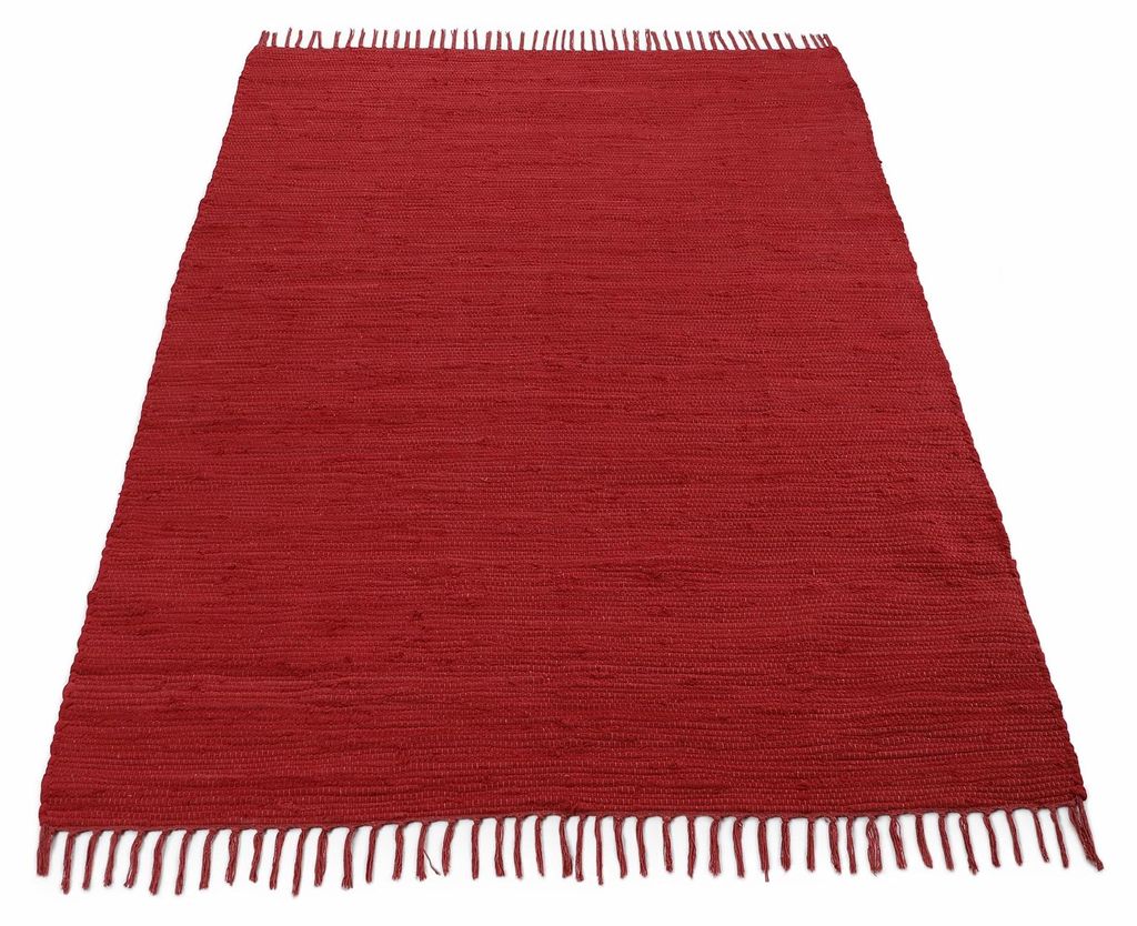 Flickenteppich Chindi Uni waschbar 60x90 cm Rot