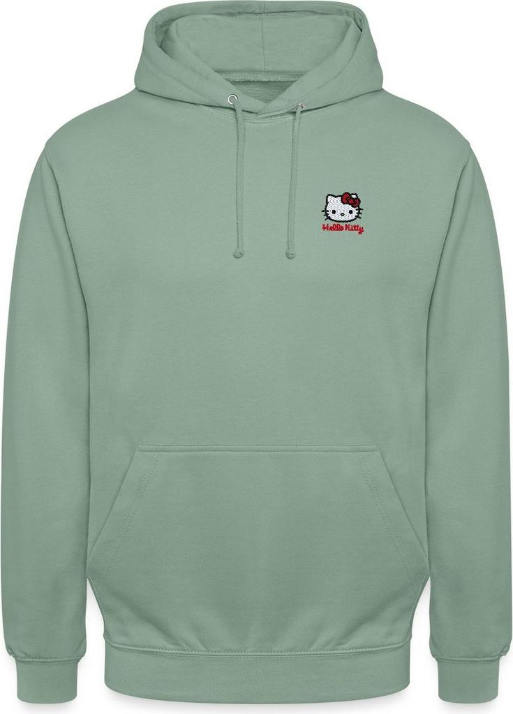 Spreadshirt Hello Kitty Stick Portrait Uni Hoodie, XXL, Graugrün