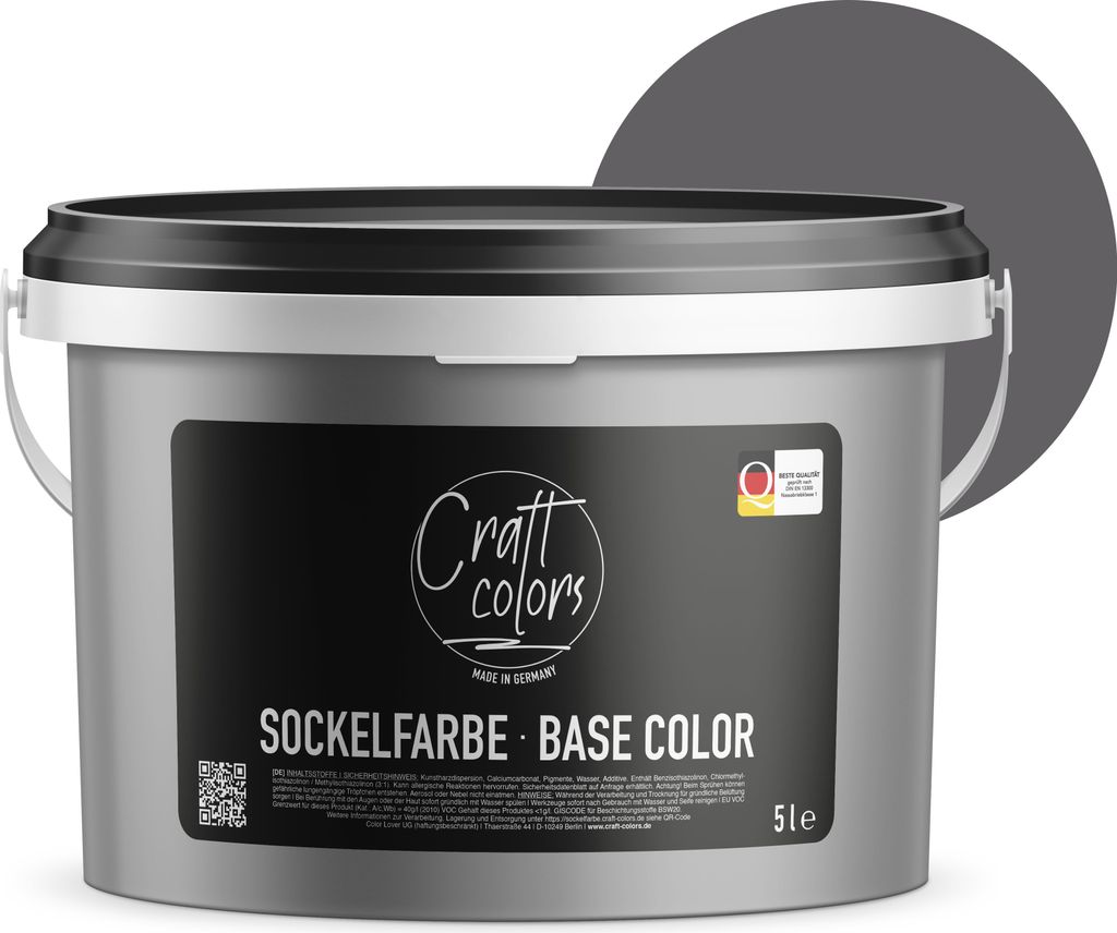 Sockelfarbe 5L Schiefer | hochwertige Farbe für Beton, Mauerwerk, Kellerwand, Fassade & Dachflächen | Nassabriebklasse 1 | Germany | Für stark b...