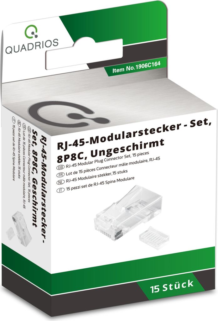 QUADRIOS, 1906C164, Modularstecker Set, Polzahl 8P8C - ungeschirmt, 15 St.