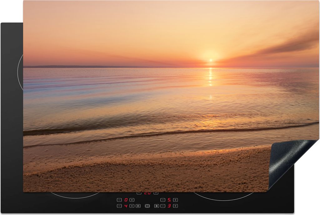 KitchenYeah Herdabdeckplatte Strand - Meer - Rosa - Sonnenuntergang , 81x52cm, Küche Deko, Glaskeramikkochfeld Herdabdeckung, Abdeckplatte fùr ...
