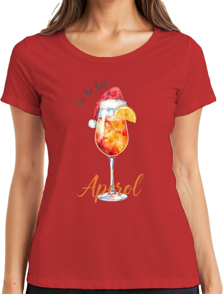 Ho ho hol mir Aperol Weihnachten Spritz Weihnachtscocktail Gesche Damen T-Shirt, Rot, XL