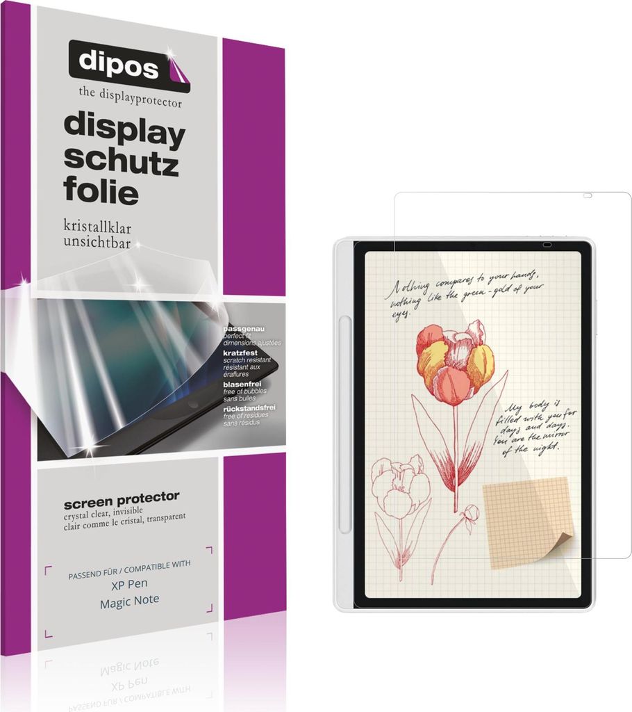 2x Schutzfolie für XP Pen Magic Note klar Displayschutzfolie Folie Display Schutz dipos