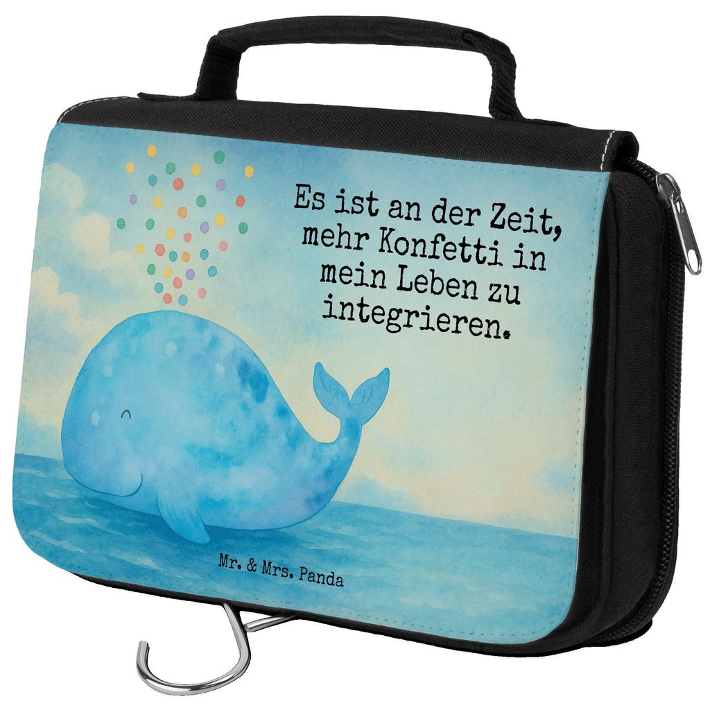 Mr. & Mrs. Panda kosmetiktäschchen Wal Konfetti Design - Weiß - Geschenk, Waschtasche, Trennung, Diät, Motivation, Geburtstag, Kulturtasche, Mak...