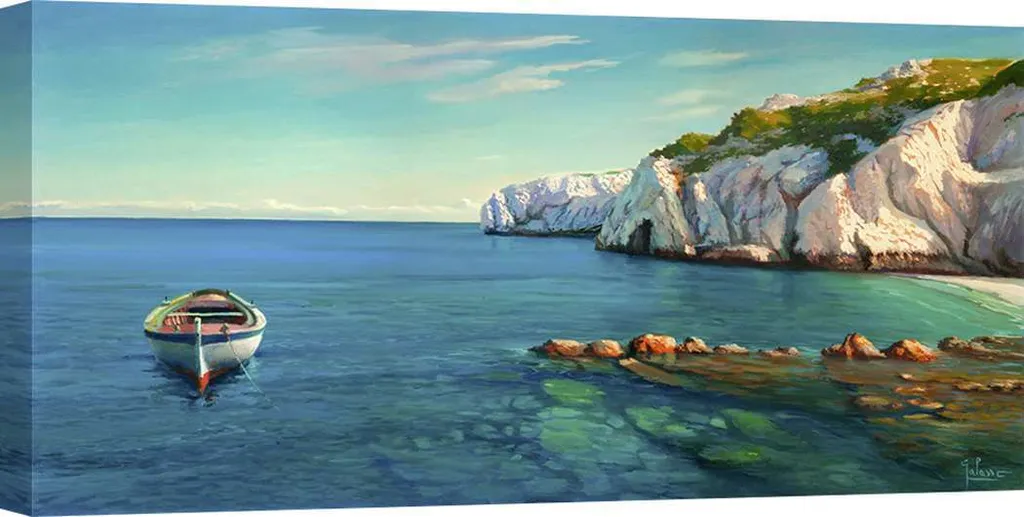 Grande Décoration Murale Bord de Mer - Peinture sur Toile 140x70cm