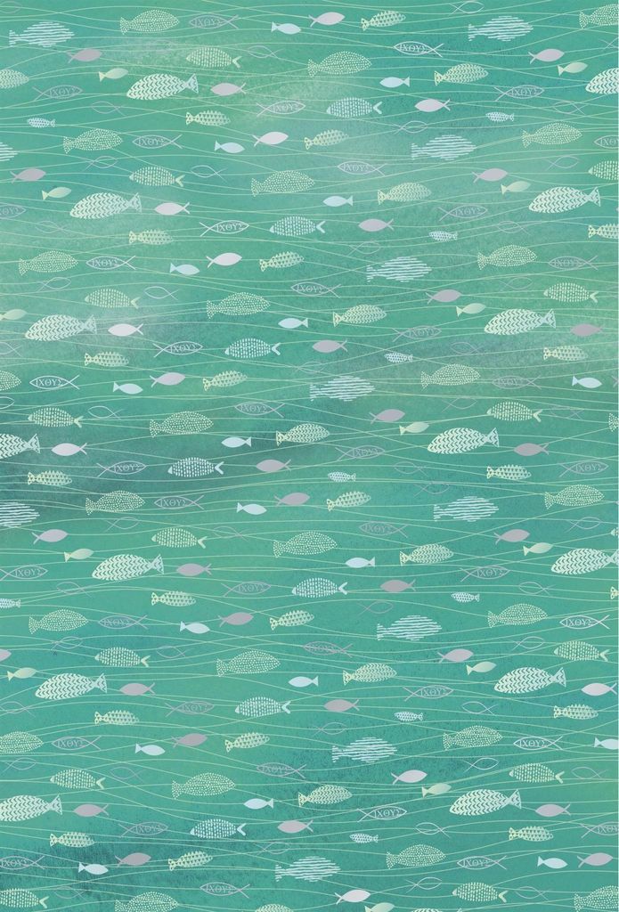 HEYDA Motivkarton Fische A4 (21 x 31 cm inkl. Codierleiste) Aqua grün