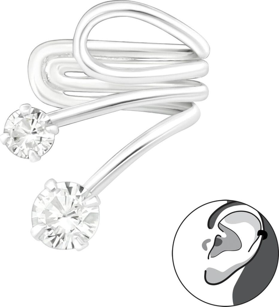 Ear Cuff 925 Sterling Silber Ohrklemme mit Zirkonia-Steinen