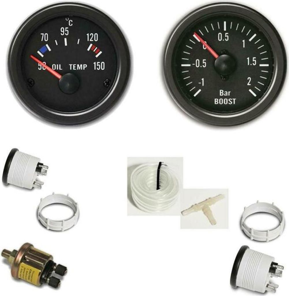 JOM Youngtimer Zusatzinstrument Öltemperatur Ladedruck Anzeige schwarz 52mm
