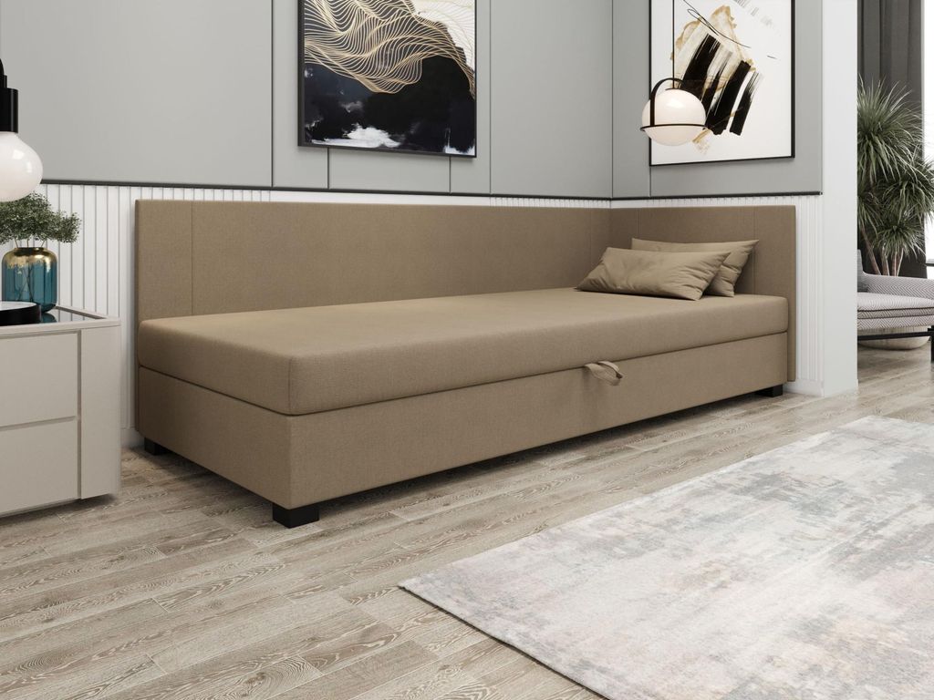 Gepolstertes Einzelbett 120x195 ARIADNA PLUS 2 - braun