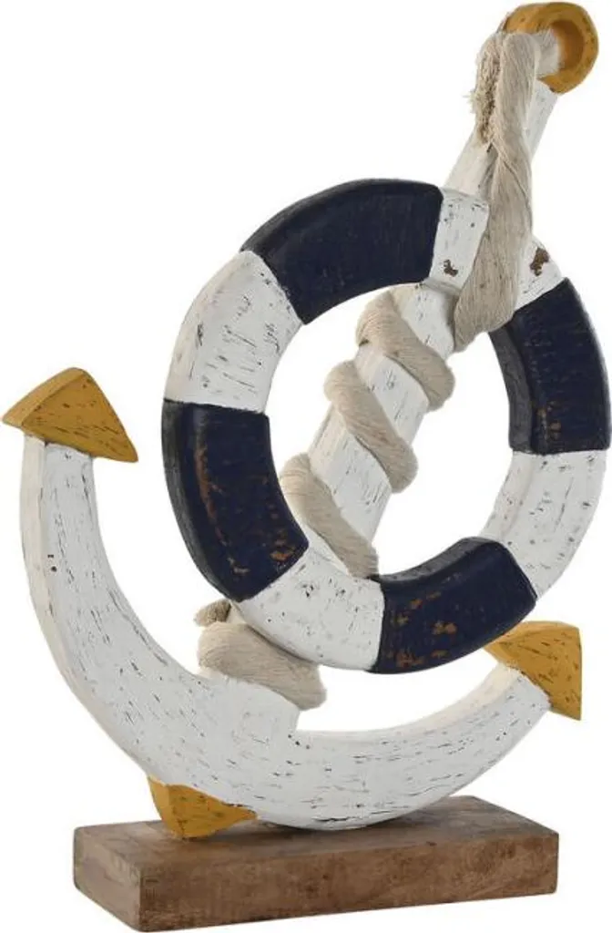 Statue décorative Home ESPRIT style marin blanc et bois 45 cm