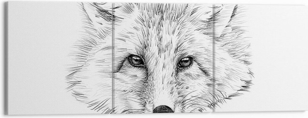 Bild auf Leinwand - Leinwandbild - Wolf Kinder Skizze illustriert - 150x50cm - Wand Bild - Wanddeko - Leinwanddruck - Bilder - Kunstdruck - Wanddek...