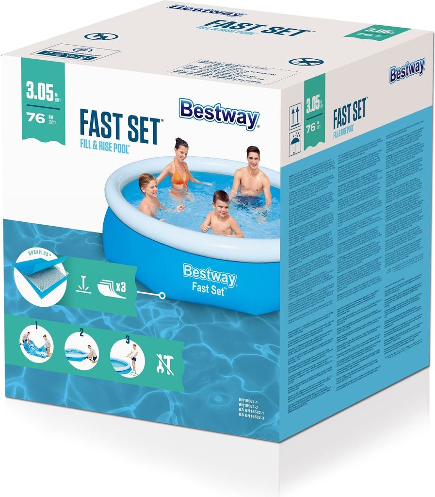 Bestway Fast Set Aufblasbarer Swimmingpool Rund 305x76 cm Produktbild 5