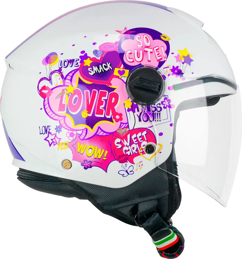 Casque Jet Enfant CGM 261G Mini Comics Blanc Fuchsia Taille JL G02