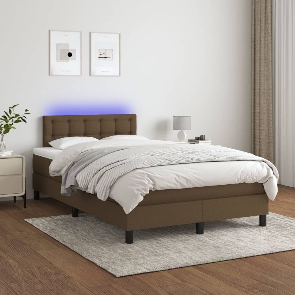 Maison Exclusive - Boxspringbett mit Matratze & LED Dunkelbraun 120x200 cm Stoff
