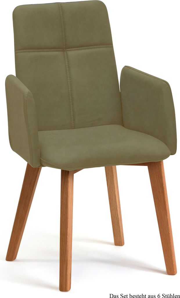 Armlehnstuhl (6er-Set) Dardana 52x92x60 Eiche geölt/Olivgrün