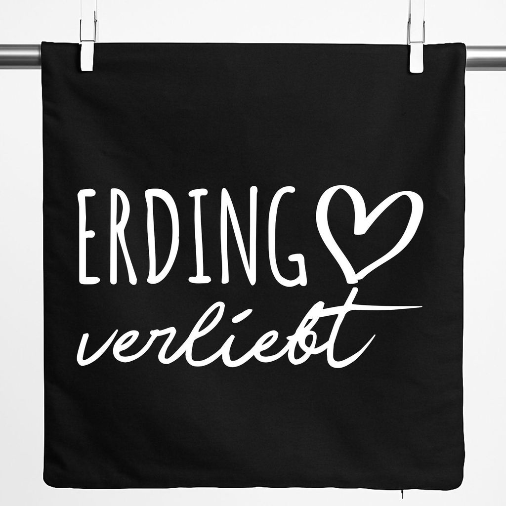 Huuraa Kissenbezug Erding verliebt 40x40cm Black Baumwolle Dekokissenbezug Geschenkidee