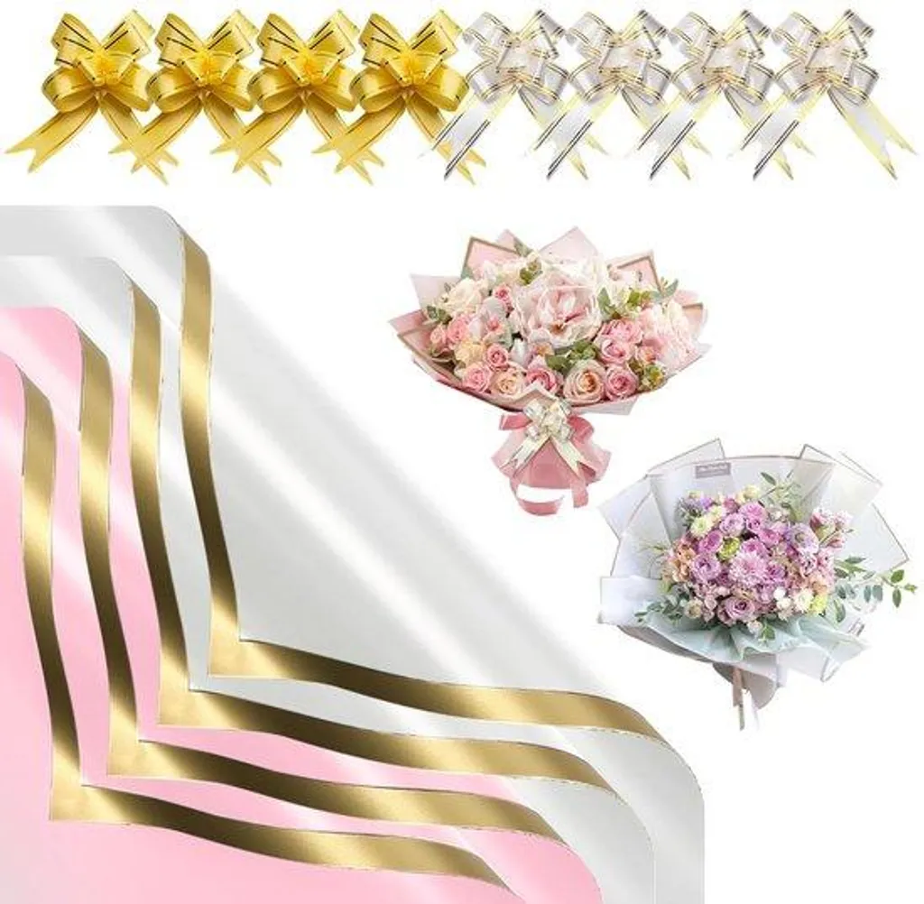 Papier d'emballage fleurs étanche 20 feuilles - Format 58x58 cm chic
