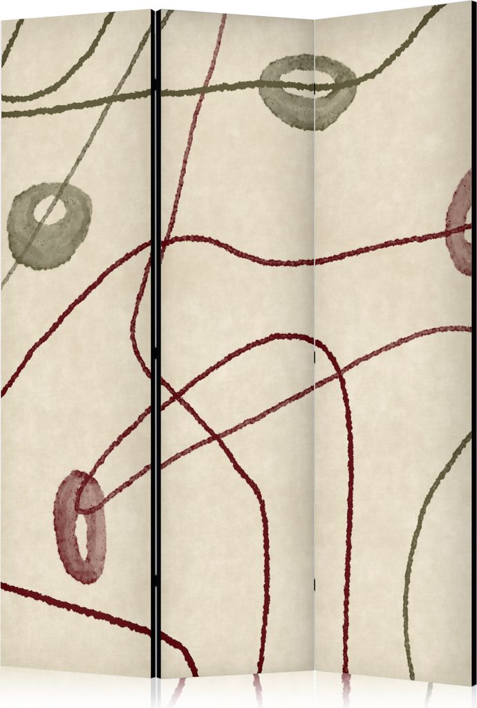 3-teiliger Einseitiger Vlies Paravent - Labyrinth of Beads - Minimalist Abstraction on a Worn Background 135x172 cm Muster a-A-10528-z-a