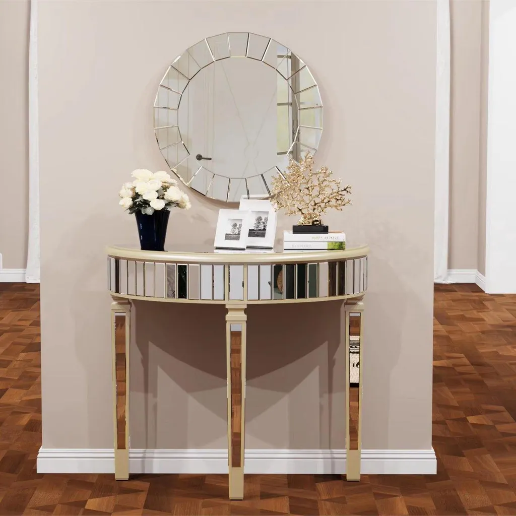 Table console Luxeon miroir demi-lune : solution déco pour petit mur - 6