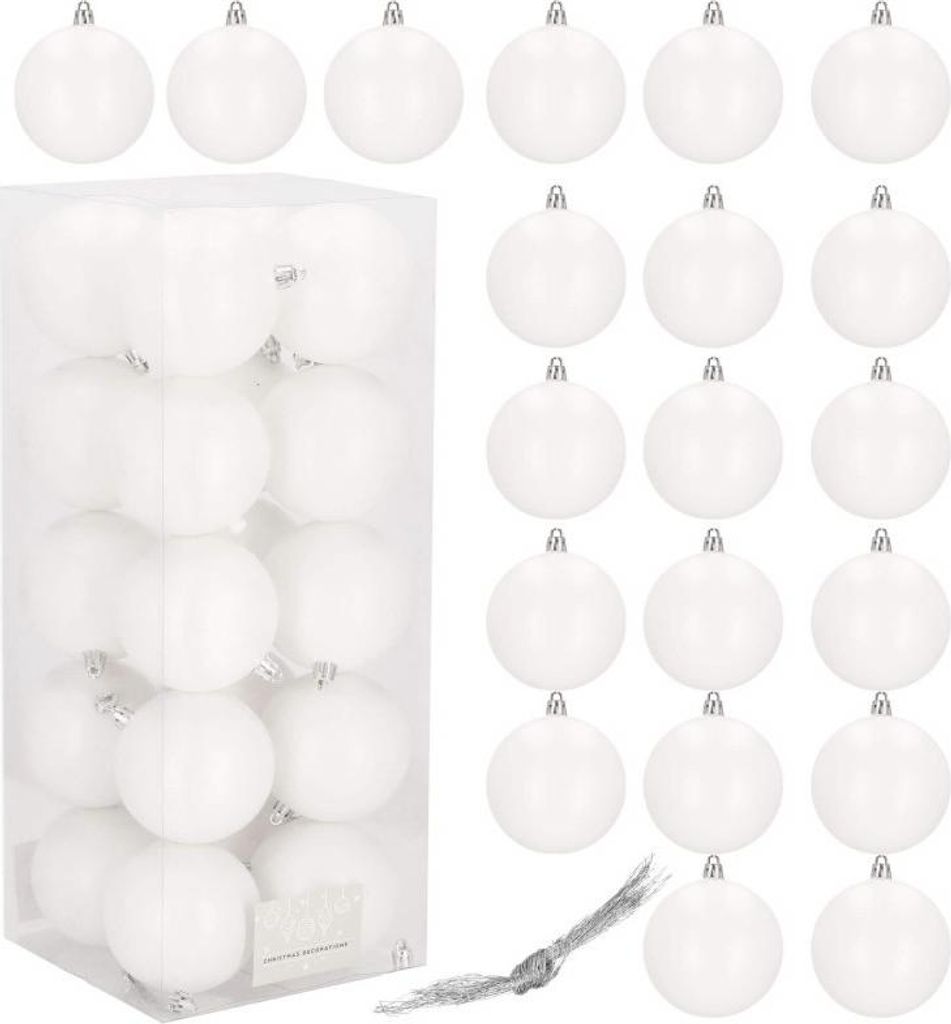 Vánoční baňky bílé - 8cm, sada 20ks Obrázek produktu 