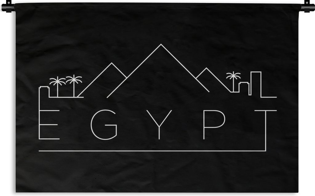 MuchoWow Wandteppich Wandbehang Skyline "Ägypten" auf schwarzem Hintergrund 150x100 cm Tapisserie Dekoration Wandtuch - Waschbar - Tapisserien -...