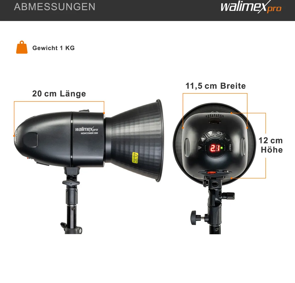 Flash Studio Walimex Newcomer 300 II Set Single avec Softbox et Pied - 11