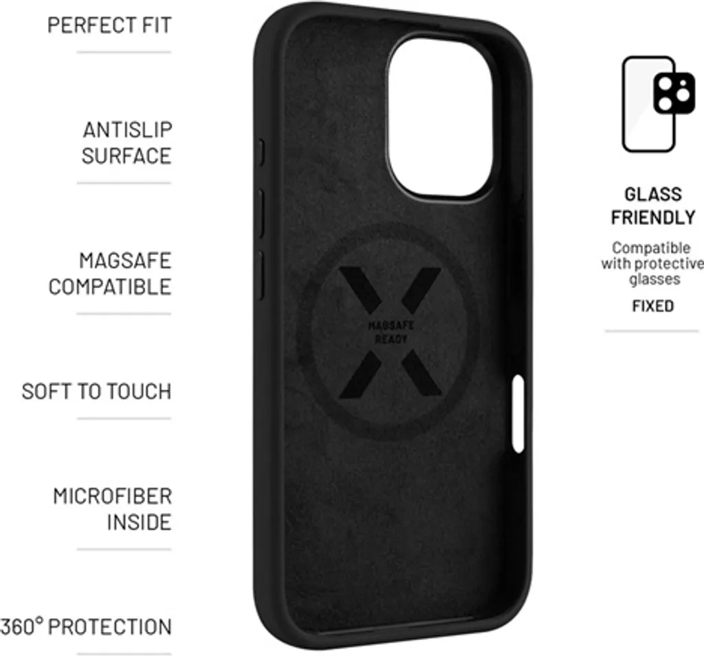 Coque Fixed MagFlow avec support MagSafe pour Apple iPhone 16 - Noir